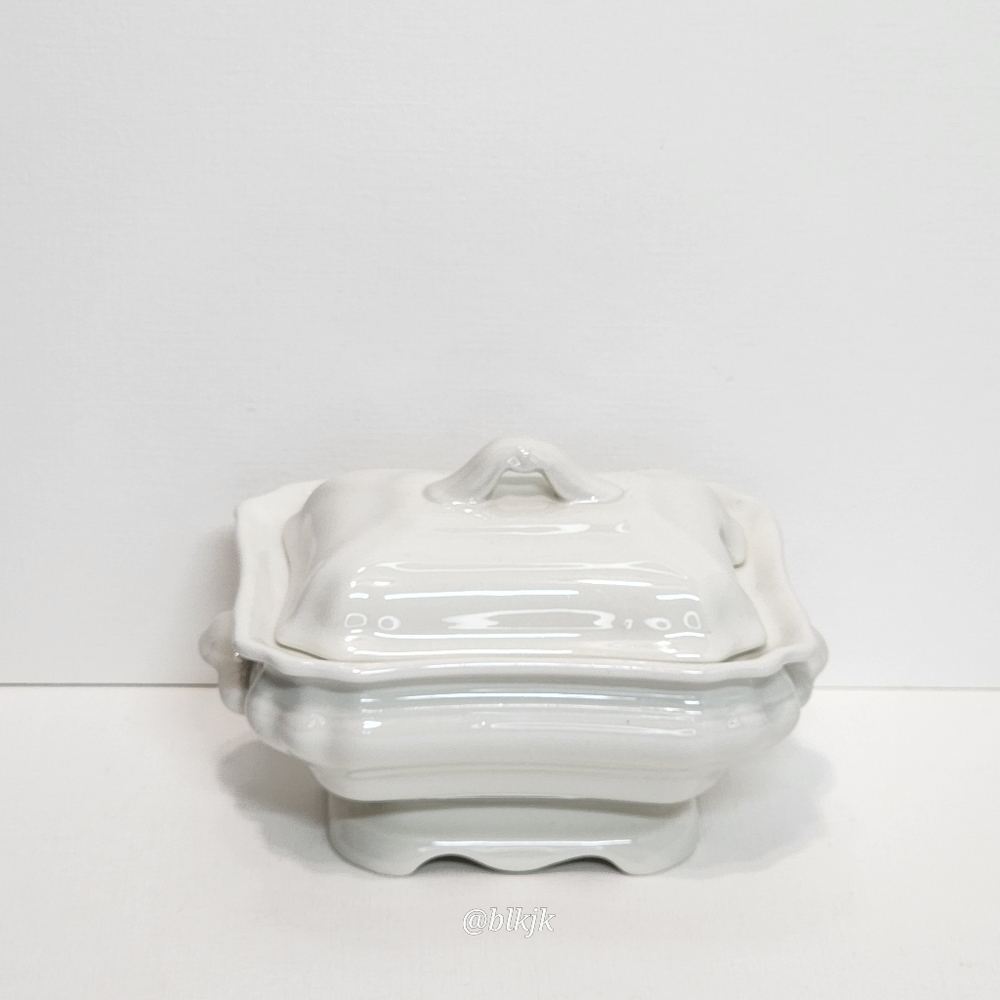 Vintage Red Cliff Ironstone Mini Tureen With Lid *White* EUC